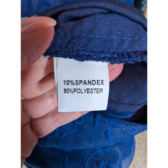 Two Sisters Shay Navy Lace Cutout Open Back Dainty Feminine Mini Dress 12 - Picture 14 of 15